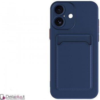 Guminis dėklas su kišenėle - mėlynas (Apple Iphone 17)